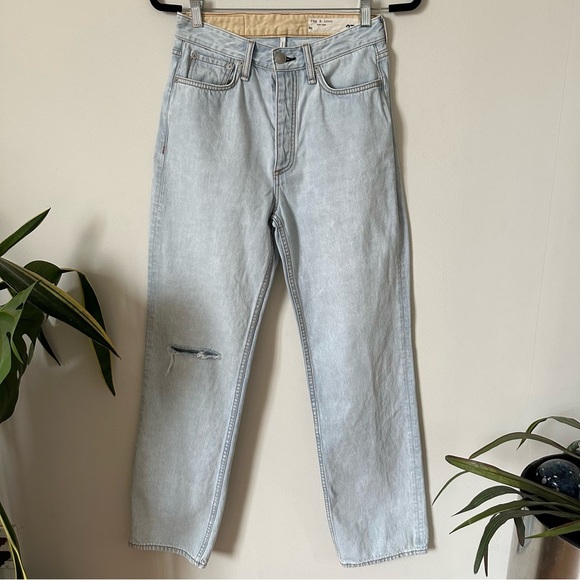 Rag & Bone Alex High-Rise Straight Leg Jeans in Primrose With Holes Size 27 - Picture 4 of 7